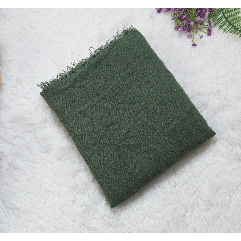 PASMINA CRINKLE MURAH SHAWL / HIJAB PASHMINA CRINKLE RAWIS KUSUT NEGRO SHAWL CRINCLE CRINCKLE IMPORT-B10-ARMY