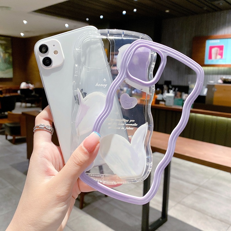 (2 In 1) Case Pelindung Handphone Motif Hati Warna Ungu Untuk iPhone 11 12 13 Pro MAX X XR XS MAX