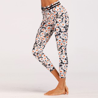  Celana  Legging  Model  High Waist Print Chrysanthemum untuk 