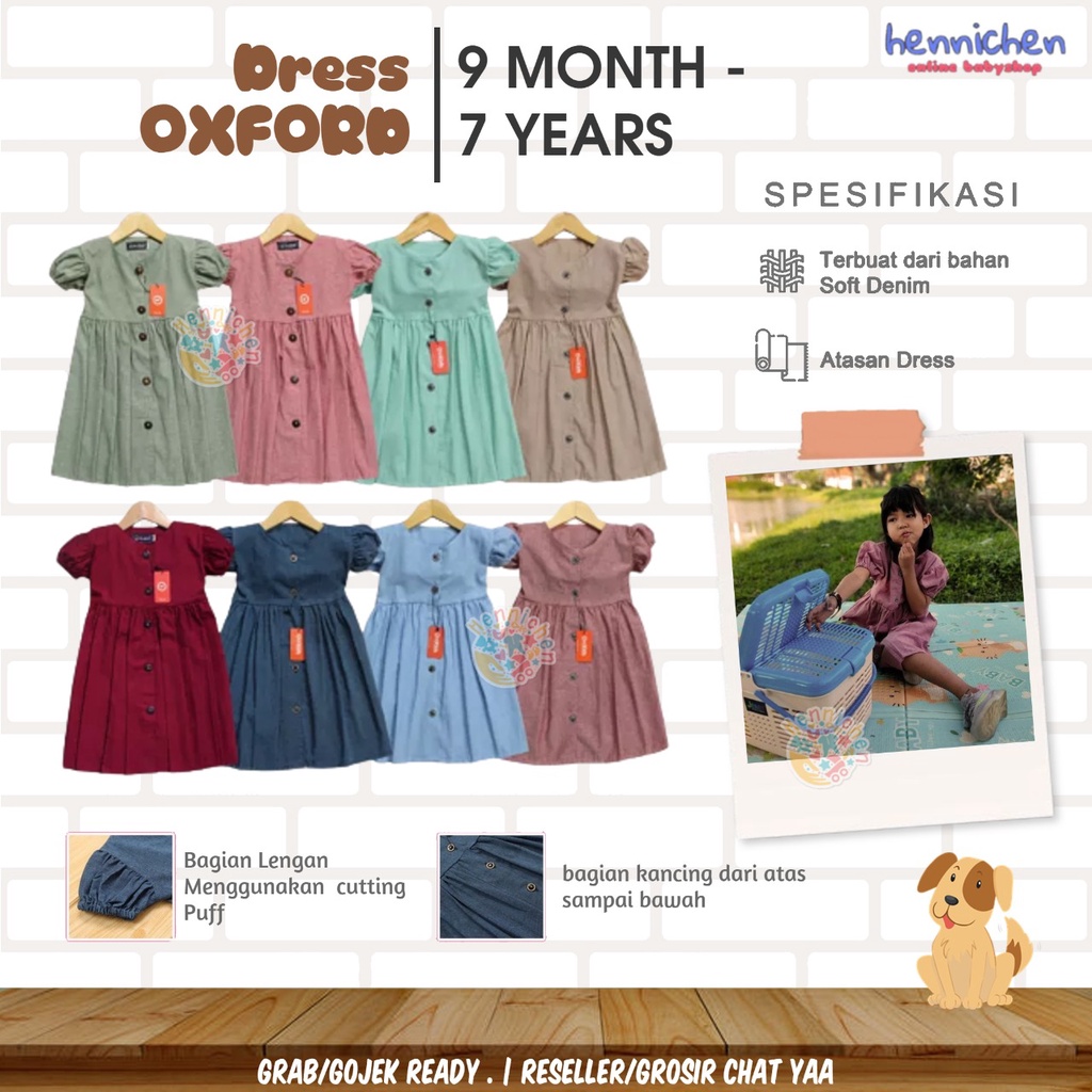 Dress Anak Oxford Atasan Perempuan Danish (9 Bulan-6/7 Tahun) OVIKIDS