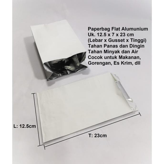 

(TERLARIS) Dijual Paperbag Flat Alumunium 12.5X7X23Cm Tahan Panas, Dingin,