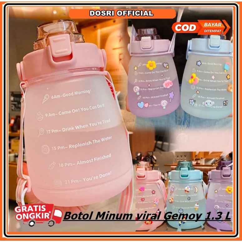 [READY STOK] Botol Minum VIRAL Gemoy Gradiasi Pastel Motivasi Anak Sekolah Olahraga HangOut 1.3 LITER