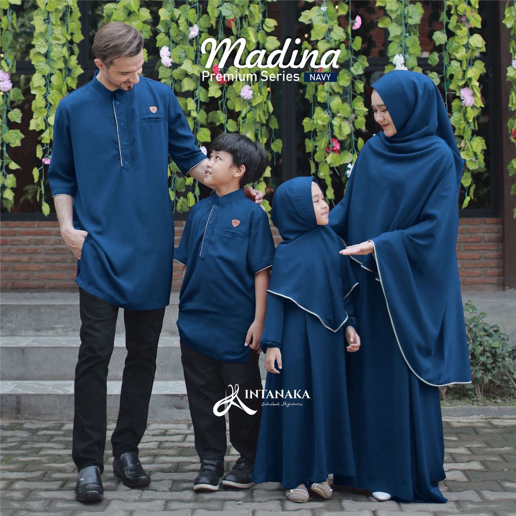 TERMURAH COUPLE KELUARGA MADINAH SYARI SERIES NAVY BY INTANAKA/GAMIS PASANGAN IBU ANAK KOKO SERAGAM
