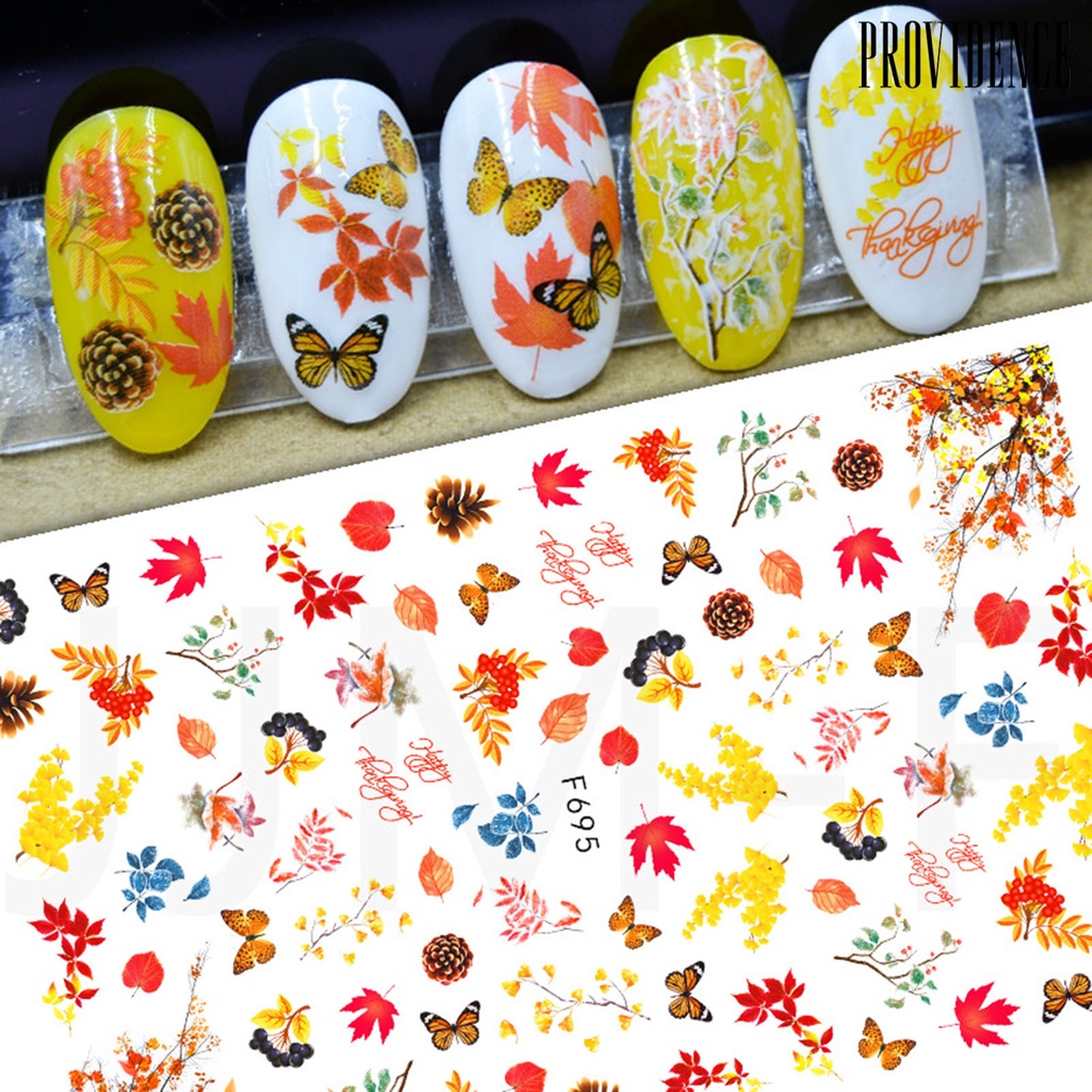 Providence Women Long Lasting Nail Art Decoration 3D Adhesive Willow Leaf Bee Floral Nail Sticker for Party