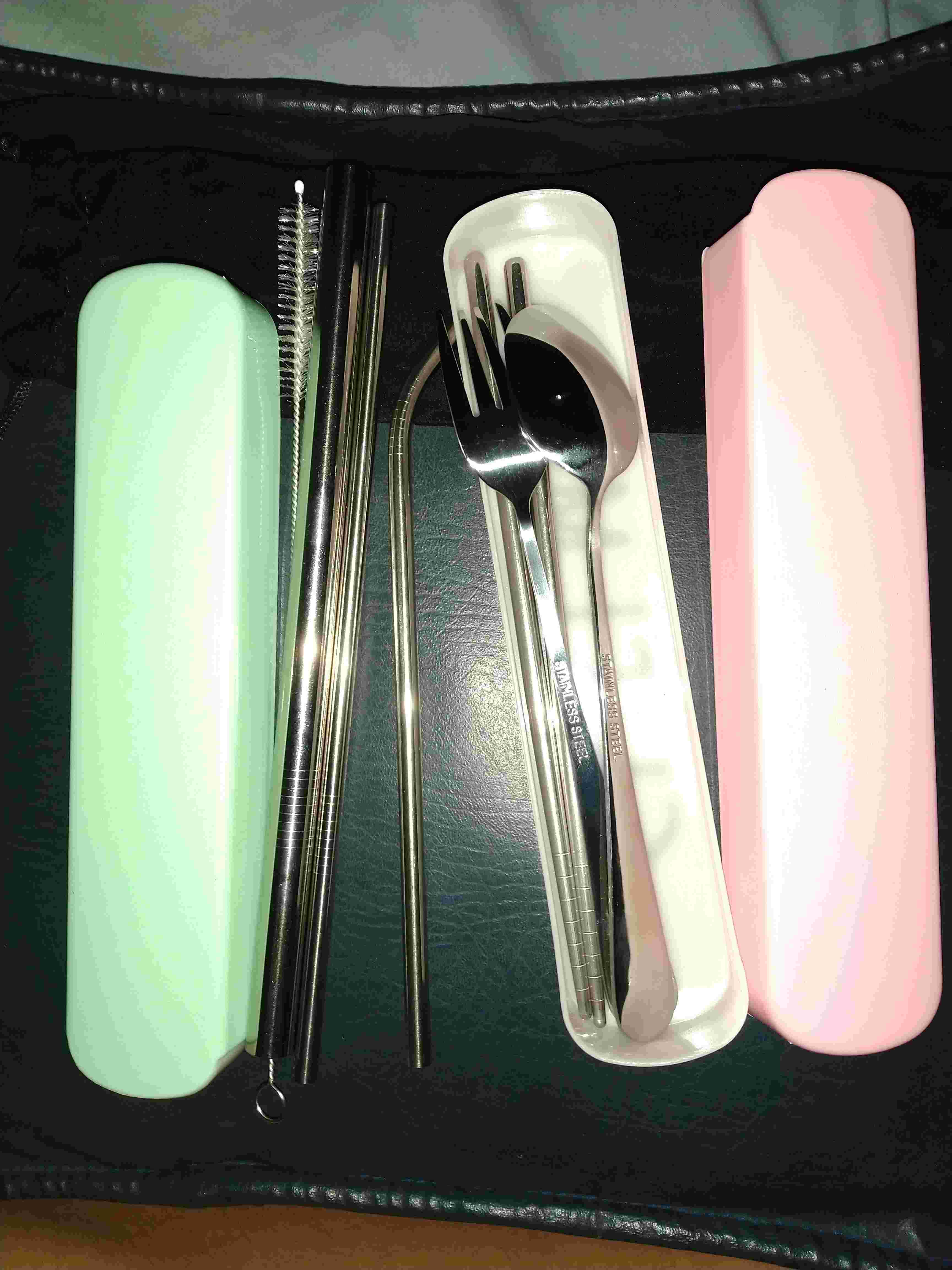 Set 5in1 Sedotan Stainless Straw Reusable Sedotan Ramah Lingkungan Bisa Dicuci Ulang