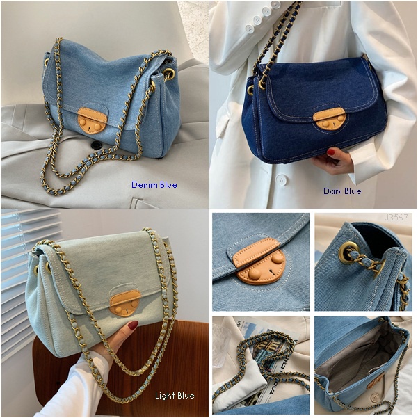 SLING BAG TAS SELEMPANG JEANS TAS WANITA TAS CEWE IMPOR TAS TREN SIMPEL KLASIK J3567