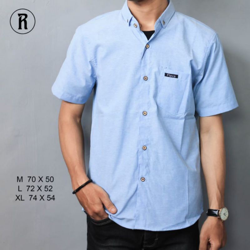 Kemeja Polos Pria Lengan Pendek Hem Distro Slim Fit Katun Oxford Casual