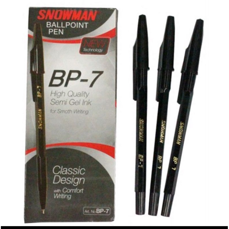 

(Ecer) Bolpoin/Bolpen Snowman BP7 warna Hitam