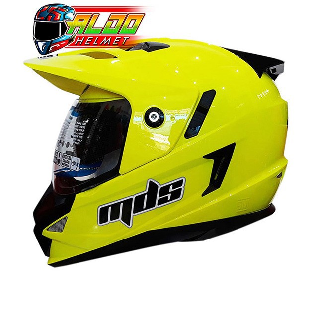 HELM MDS SUPER PRO SOLID YELLOW FLUO ORIGINAL FULL FACE JUAL INK - SIZE M