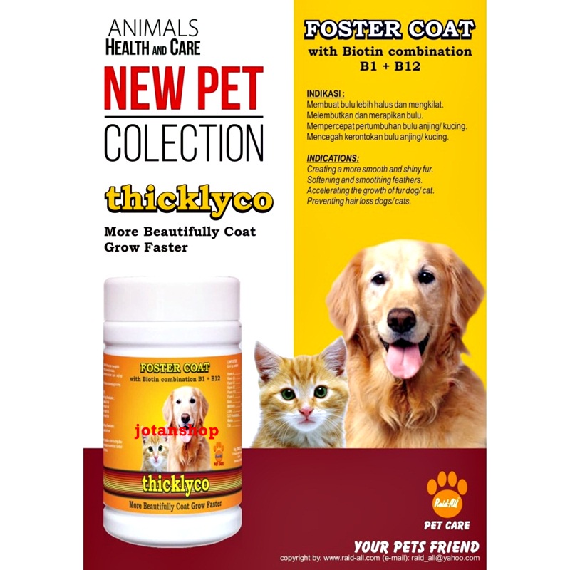 RAID ALL FOSTER COAT THICKLYCO vitamin penumbuh Bulu pencegah anti rontok hewan Anjing Kucing