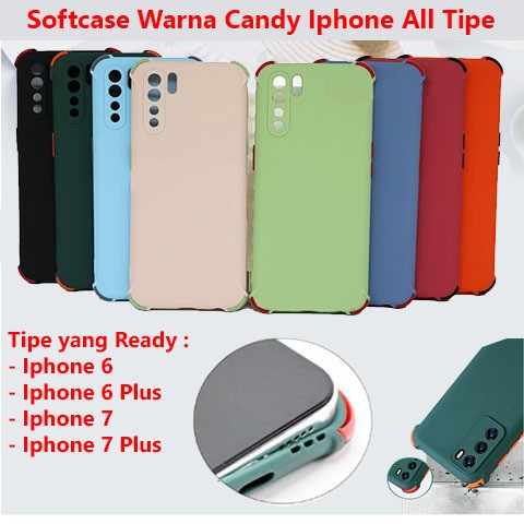 Softcase iphone 6 6 Plus 7 7 Plus Warna Candy Anti Crack Lensa Protector Silicone Cover Soft