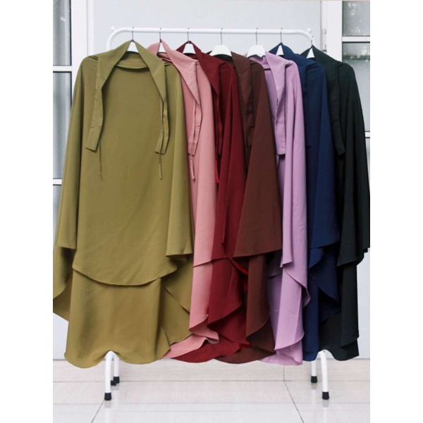 Gamis Set Syari Wolfis Premium plus Jilbab dan Cadar