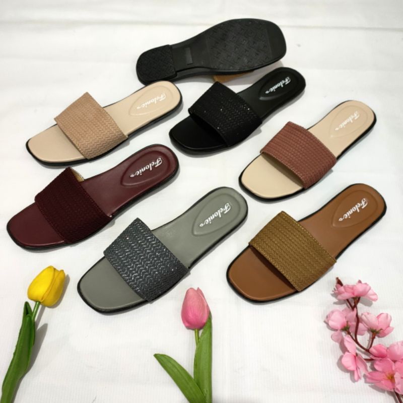 sandal wanita murah Felonie WB Selop Rajut halus Import terbaru turki