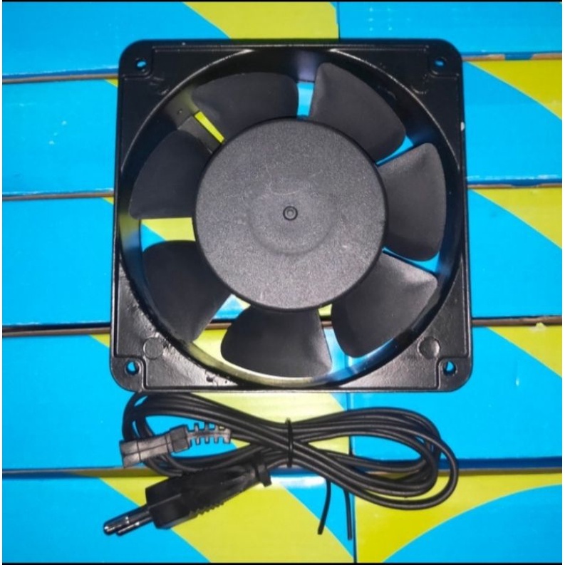 Kipas fan 12cm 220v + kabel power + jaring Made in taiwan