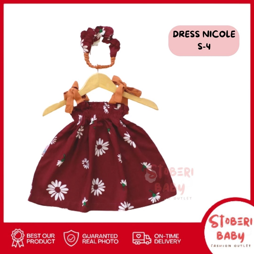 PUNCAK 3.3 stoberibaby - BBB DRESS NICOLE dress anak perempuan bayi motif bunga lucu free headband