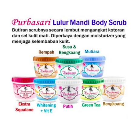 Purbasari Lulur Mandi | Body Scrub Bengkoang / Susu / Aloe Vera / Mutiara 100gr / 200gr