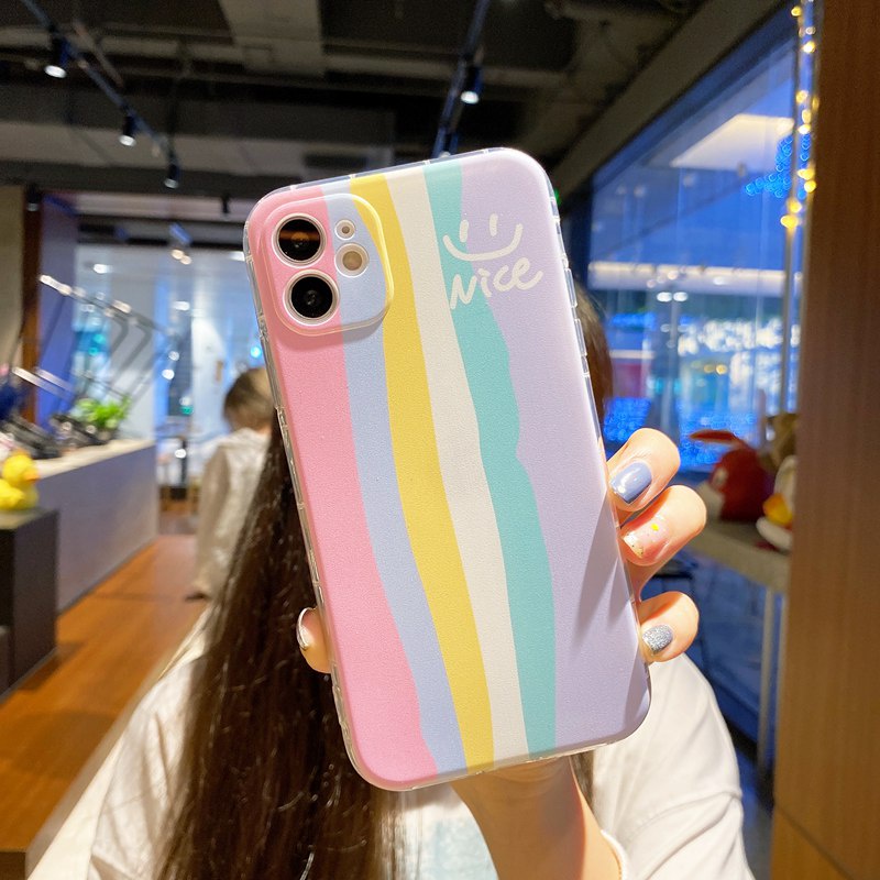 Couples Rainbow Silicone Case OPPO A3S A31 A5 A9 A7 AS5 A12 A11K A5 A76 A33 F9 A52 A92 F11 A16 A54 A74 A95 A96 A36 2F 4 5F 6Z 7 8 C12 C15 C25 C31 C35 9i Cover