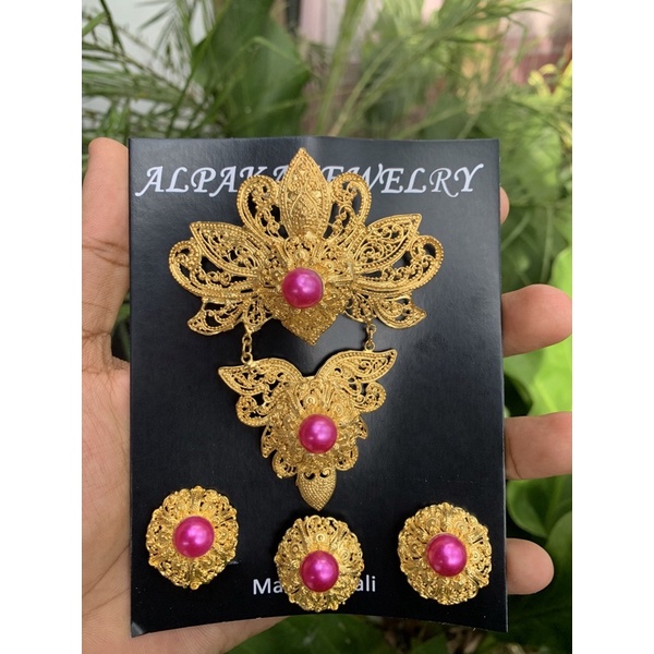 bros set alpaka bali / bros kebaya bali angrek