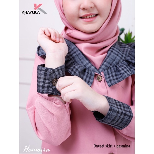 Humairah One Set Skirt Pashmina Baju Rok Anak Perempuan Khaylila - Gamis Hijab OneSet Cewek - Setelan Muslim Muslimah Jilbab Kerudung Pasmina Usia 7 Sampai 14 Tahun