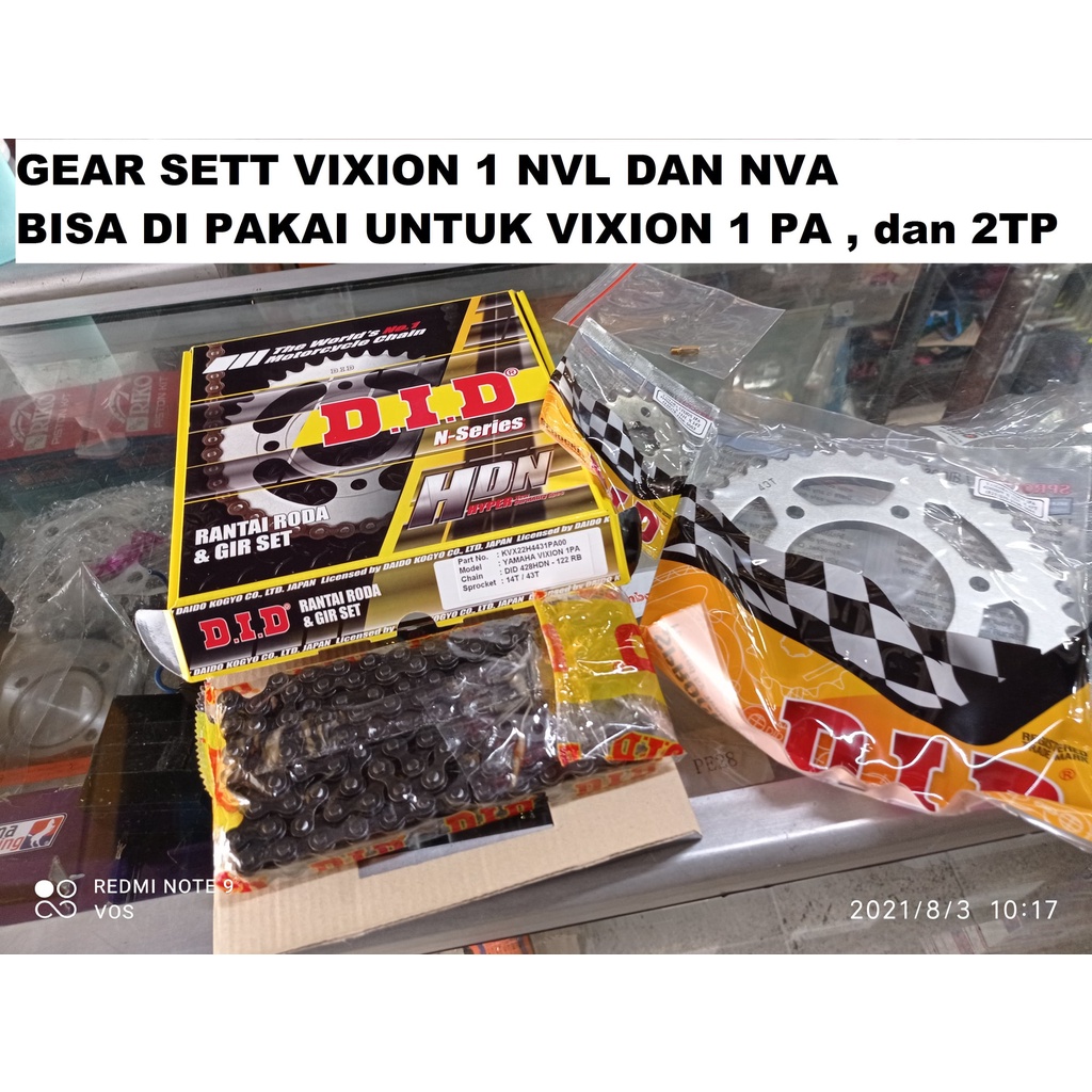 GEAR SETT KOMPLIT DID 428 KUALITAS BAGUS NEW VIXION