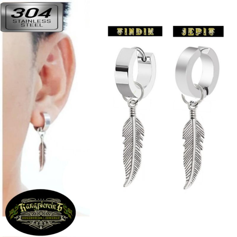 ANTING BTS TINDIK DAN JEPIT daun