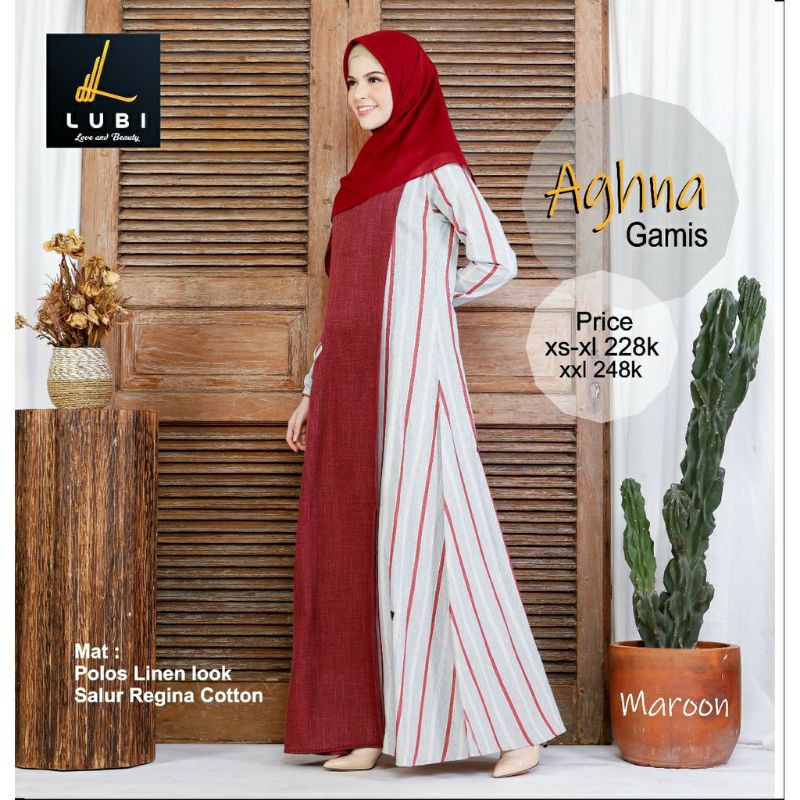 GAMIS AGHNA BLACK BLUE &amp; MAROON || LUBI