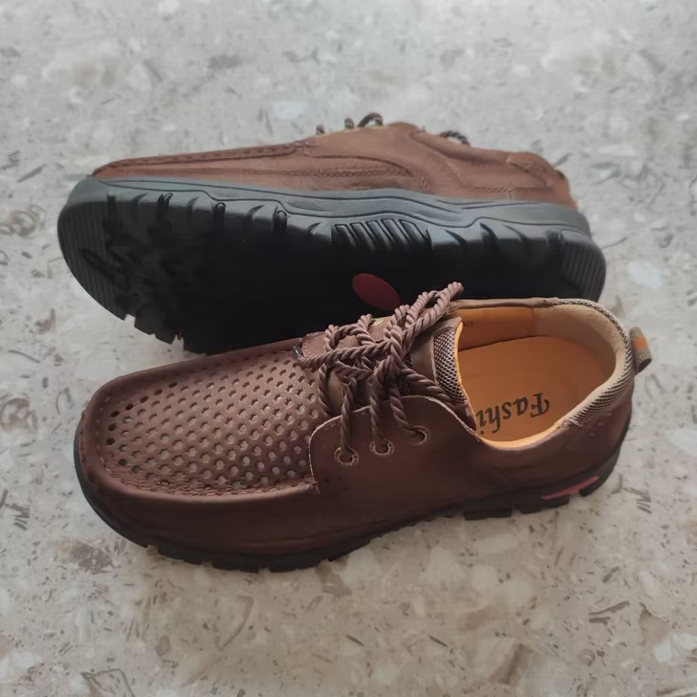100% Kulit Asli Original Sepatu Olahraga Tali Gunung Outdoor Touring Sepatu Hiking Casual Pria Cowok Dewasa 149