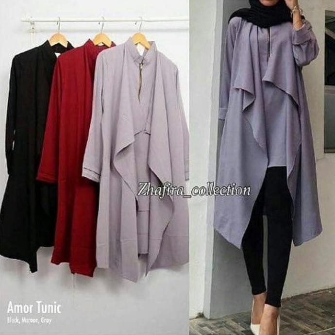 "New" Baju Amor Tunik Atasan Wanita Blouse Baju Muslim Blus - Hitam
