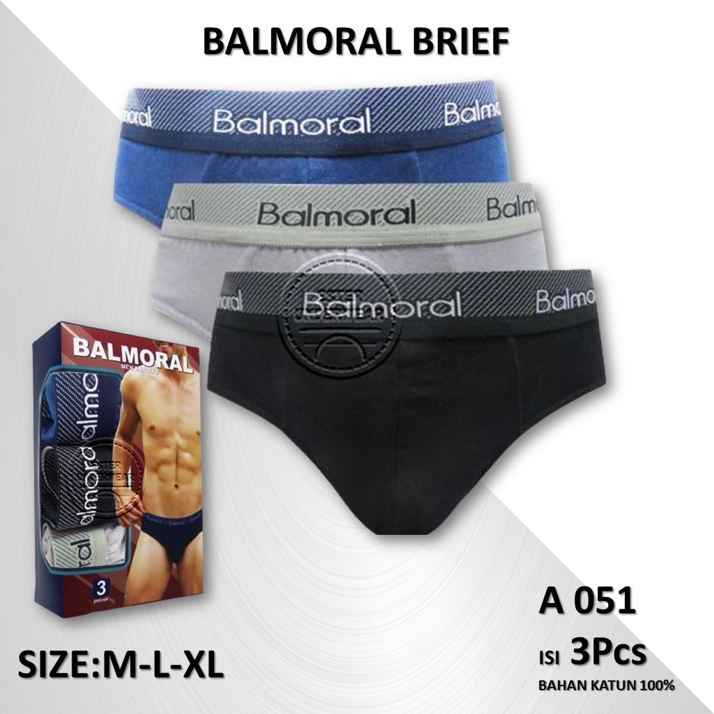 Celana Dalam Pria Brief Balmoral CD A 051 Isi 3Pcs/Pack Size M-L-XL