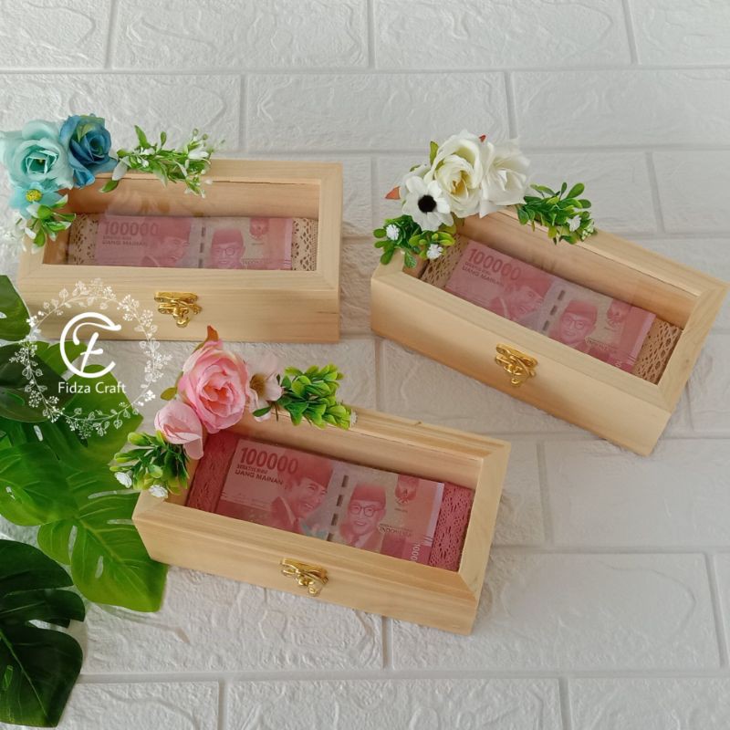 kotak mahar uang kayu rustic