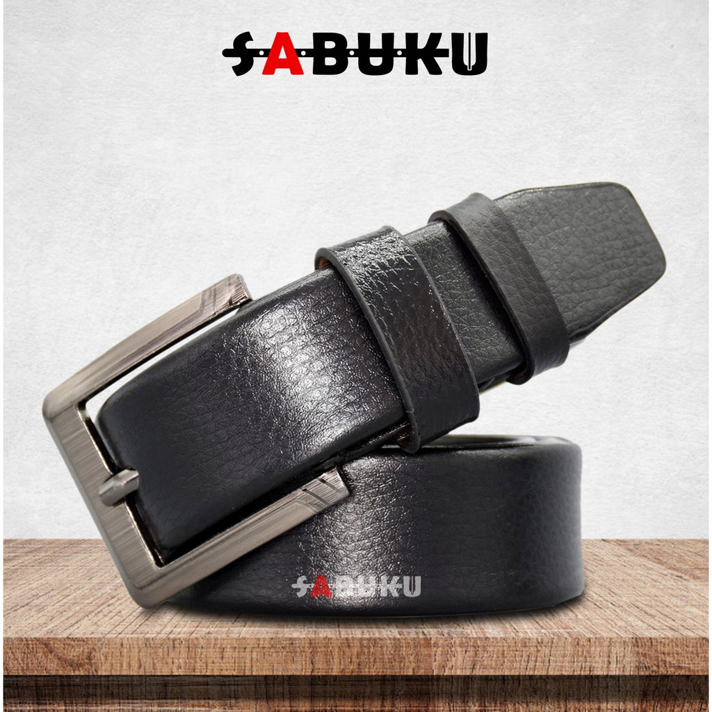 Ikat Pinggang Pria Kulit Imitasi Sabuk Pria PU Tipe Tusuk Jarum Men Belt - 003