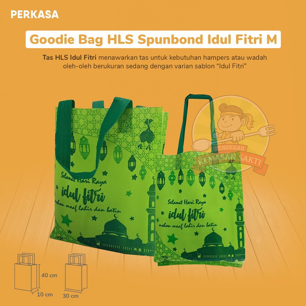 

HLS Goodie Bag/Tas Kain Spunbond Handle edisi Lebaran size M(ukuran 30x40x10)