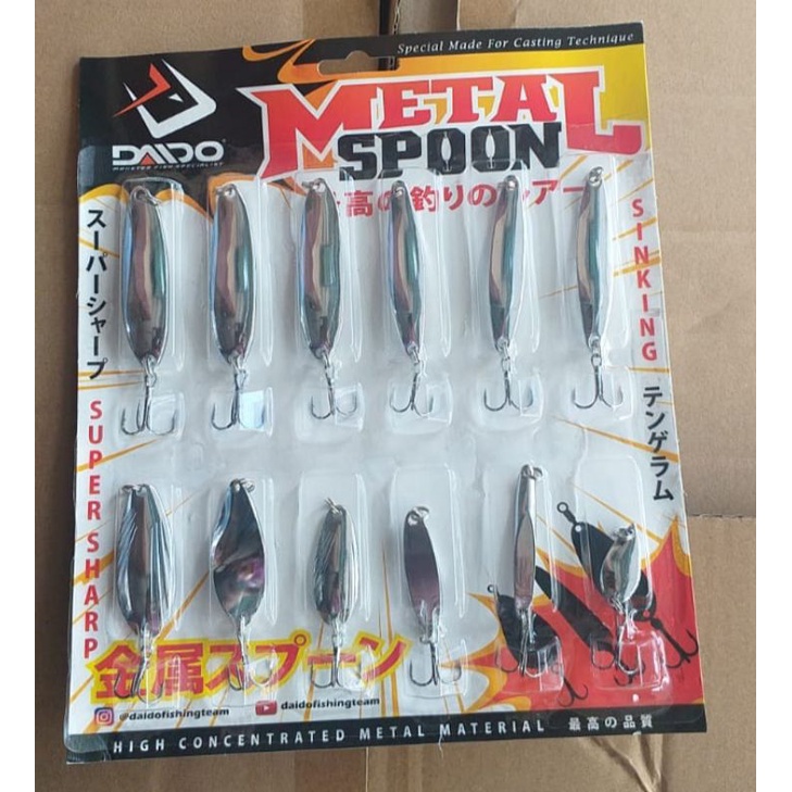 UMPAN LURE METAL SPOON DAIDO SET ISI 12 PCS