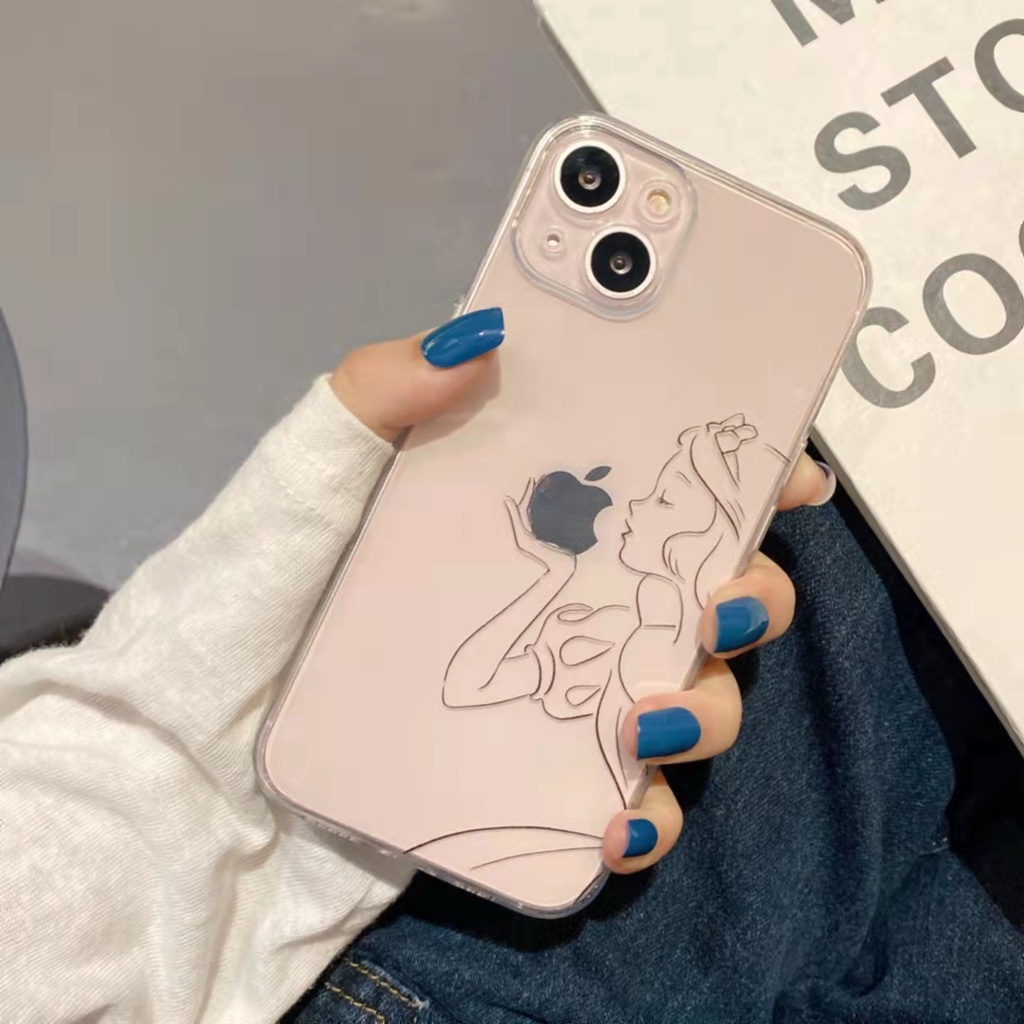 Case Pelindung Transparan Motif Kartun Snow White 13 13pro 13prm Untuk iPhone 11 7Plus 8Plus Xr XS 13 12 Pro Max