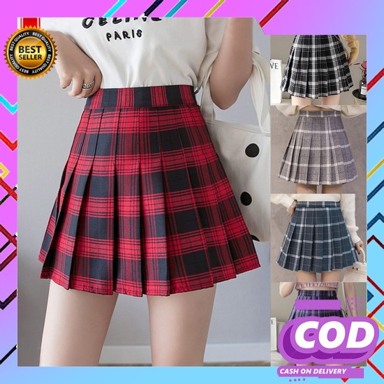 Rok Kotak Kotak Pendek- New Korea Mini Skirt Motif Kotak / Rok Celana  Karakorea 8801 Korean Pleate