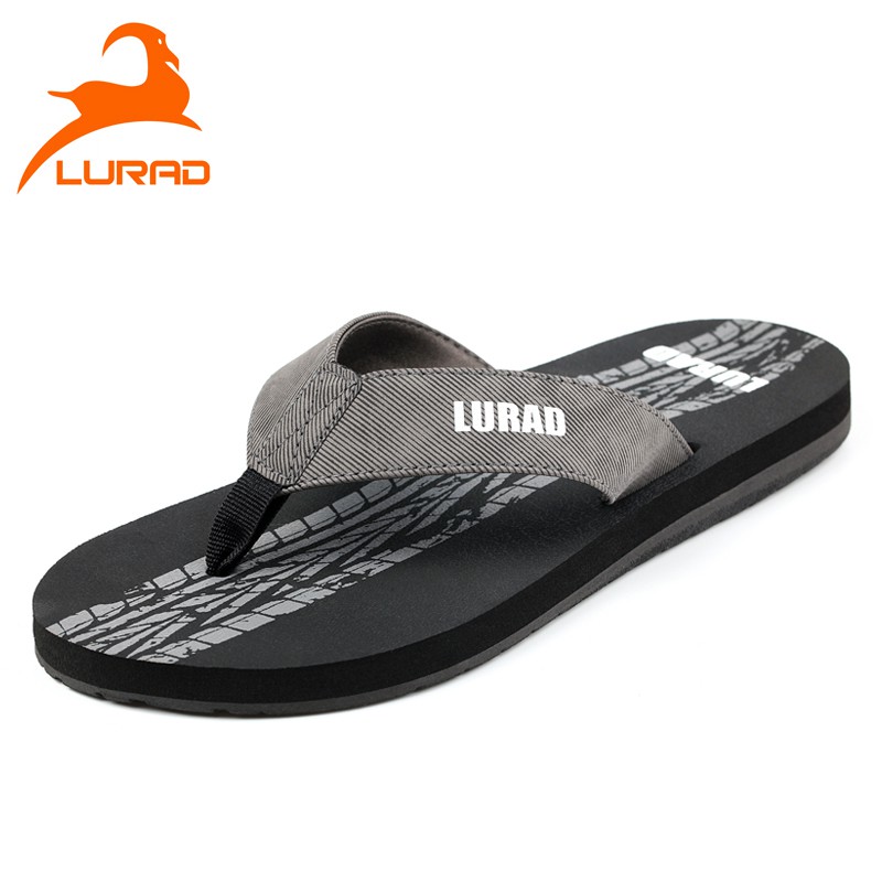 LURAD Pria sandal jepit musim panas non-slip sandal luar sepatu kasual pria karet pantai trendy