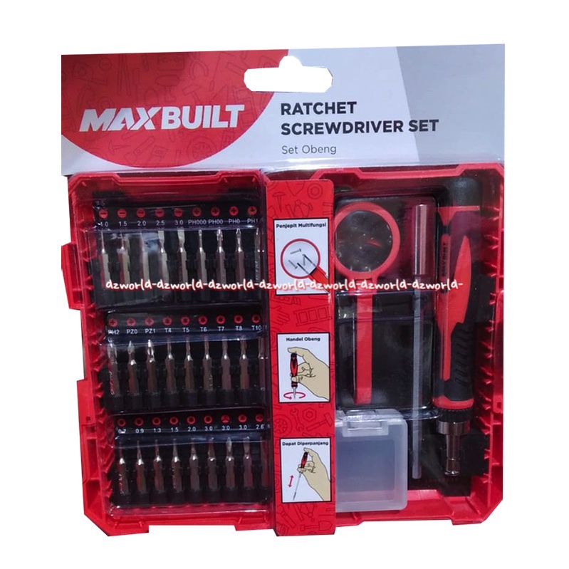 Krisbow Maxbuilt Pricision Ratchet Screwdriver Set 31pc Alat Perkakas Obeng Set Mata Bisa DiGanti Tukar Tukar