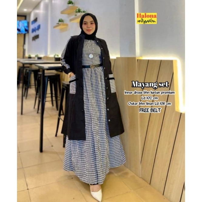 Set Gamis & Outer - Free Belt - Mayang Set by Halona