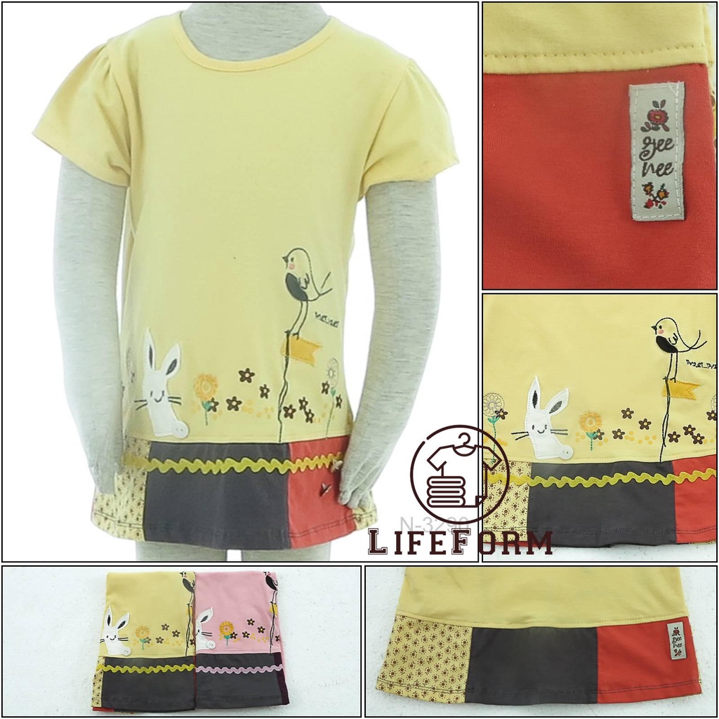 [N3290] Kaos Oblong Anak wanita Lengan Pendek Geenee