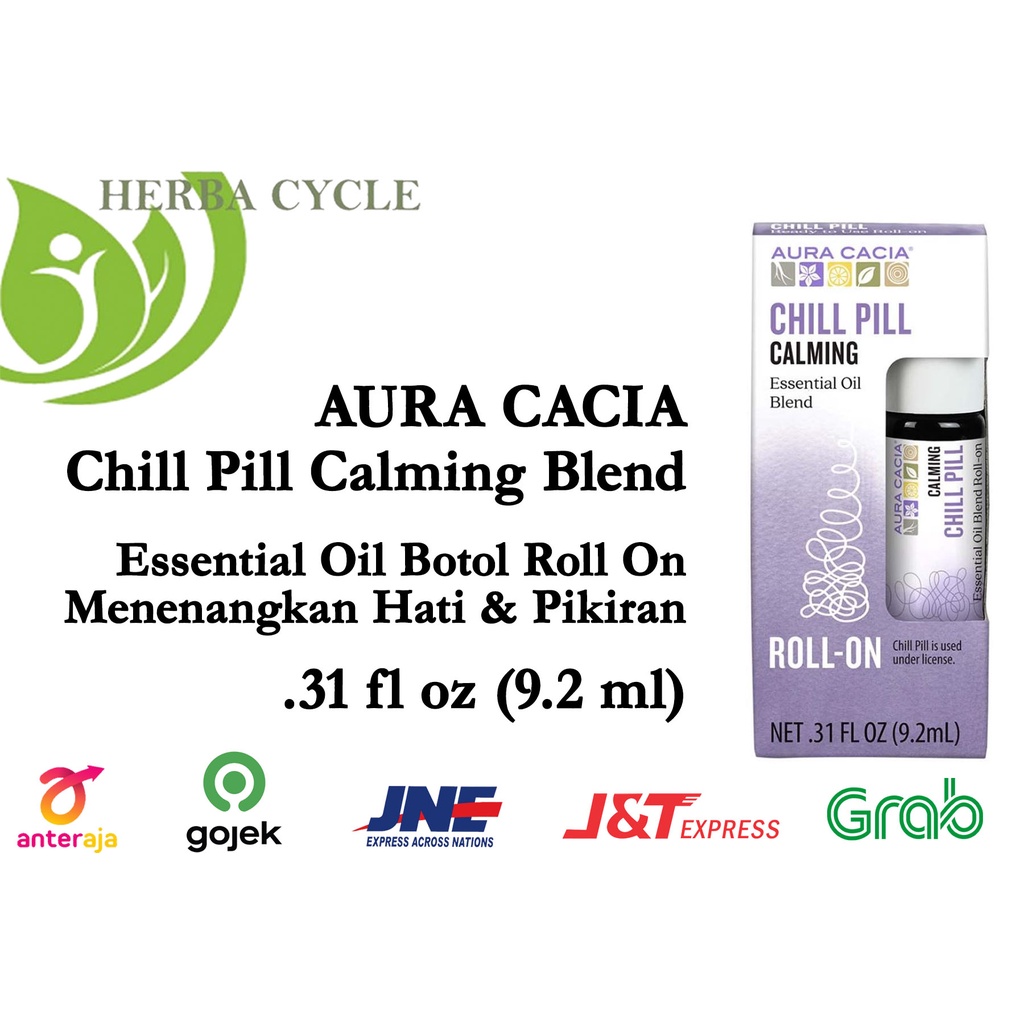 Aura Cacia Chill Pill Calming 9,2 ml Minyak Essential Roll On Bantu Menenangkan Pikiran Relaksasi ORI USA