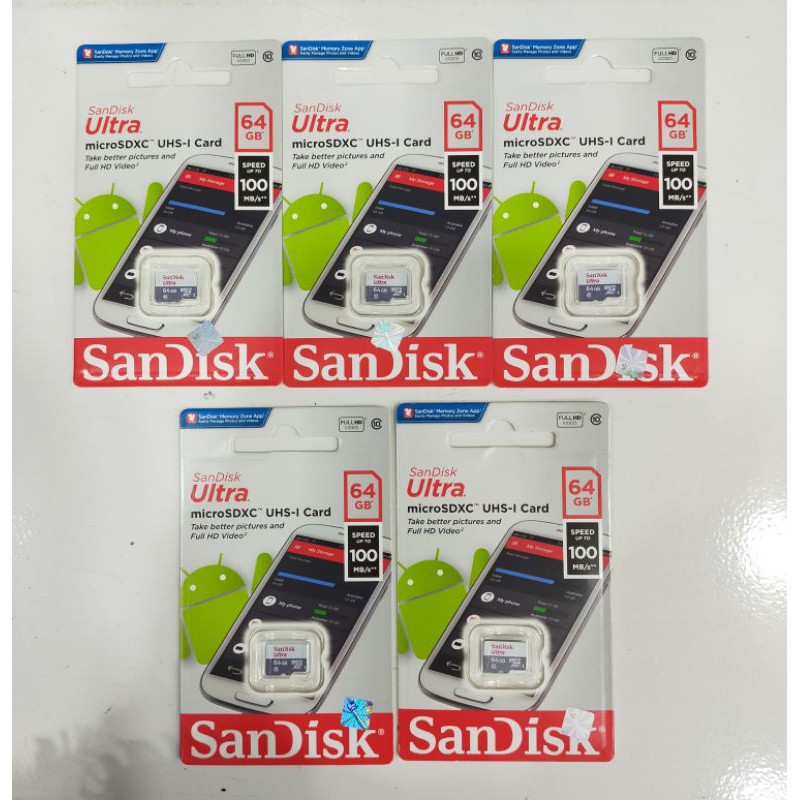 Memory Mmc Micro Sandisk Ultra 64GB Class 10 speed 100 original 100% Garansi Resmi