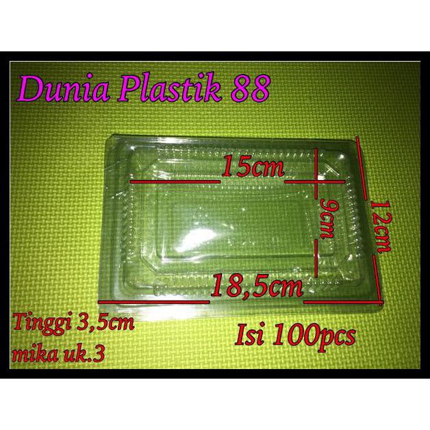 @100PCS UKURAN 3 BOX MIKA PLASTIK MIKA BENING TEMPAT KUE NASI MAKANAN