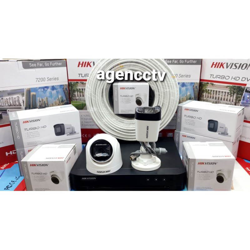 PAKET CCTV  HIKVISION 4 CHANNEL 2 KAMERA  2MP AUDIO BISA MEREKAM SUARA DAN GAMBAR