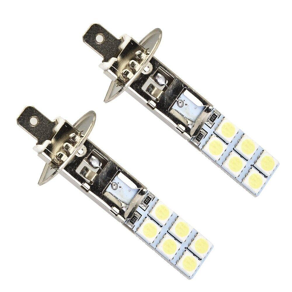 Populer 2Pcs/Set Lampu Kabut Mobil 12SMD-5050 6000K Super Putih H1 Super Terang Hi/Low Kit Beam DRL