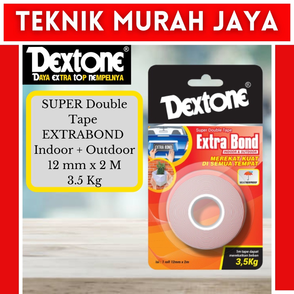 

Double Tape Outdoor Indoor DEXTONE 12 MM Merah Extra Bond