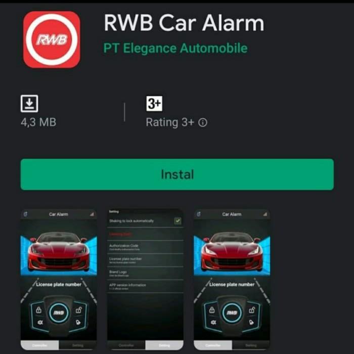 alarm mobil RWB smart phon android / alarm RWB new series 2021