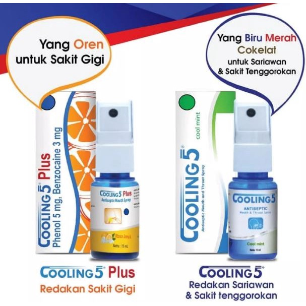 COOLING 5 PLUS / FIVE + SEMPROT OBAT SAKIT GIGI-ORANGE*