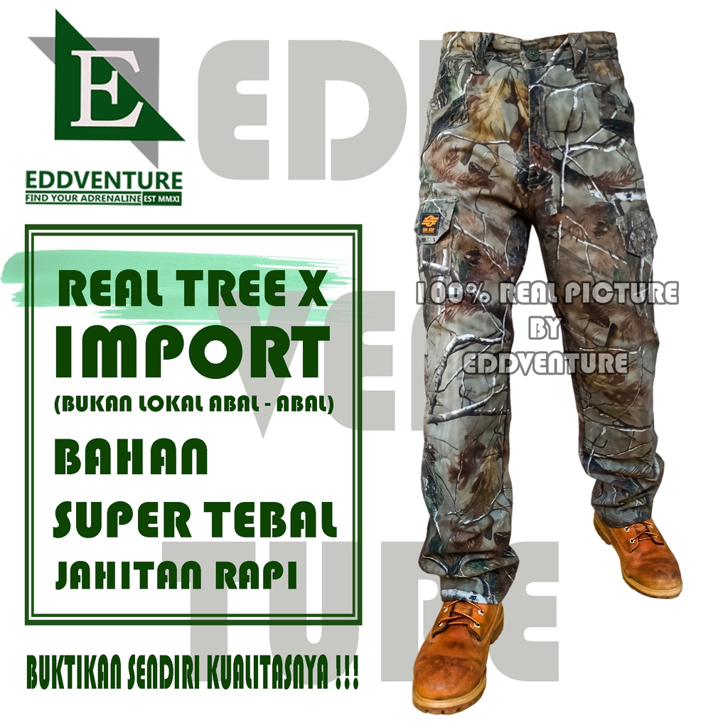 Celana panjang PDL cargo kargo pria loreng kamuflase camo REAL TREE X bahan import premium terbaru tactical outdoor tebal murah