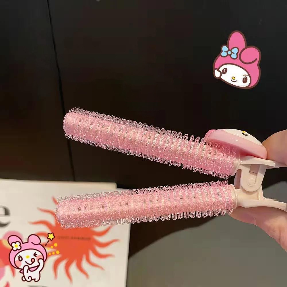 2pcs Tube Extension Poni Rambut Keriting Warna Pink Dengan Perekat