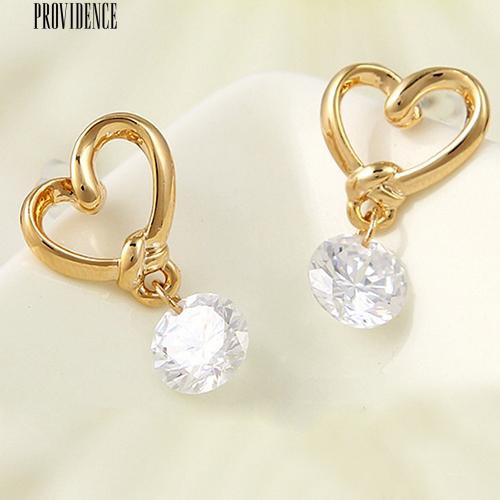 [Bayar Di Tempat]Hati Zirkon Ikatan Simpul Faux Pearl Subang